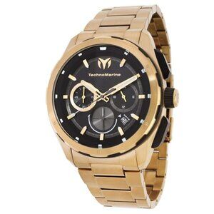 NWT Authentic Technomarine Ocean Chronograph GMT Quartz Black Dial Men's Watch